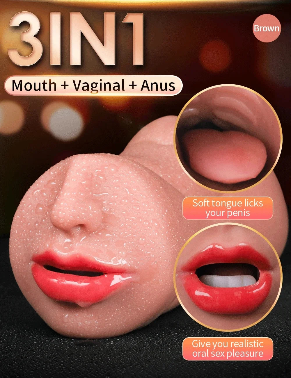 3 IN 1 Artificial Vagina for Men Masturbator Cup Deep Throat Real Oral Male Masturbation Blowjob Anal Clit Silicone Sex Toys 18+