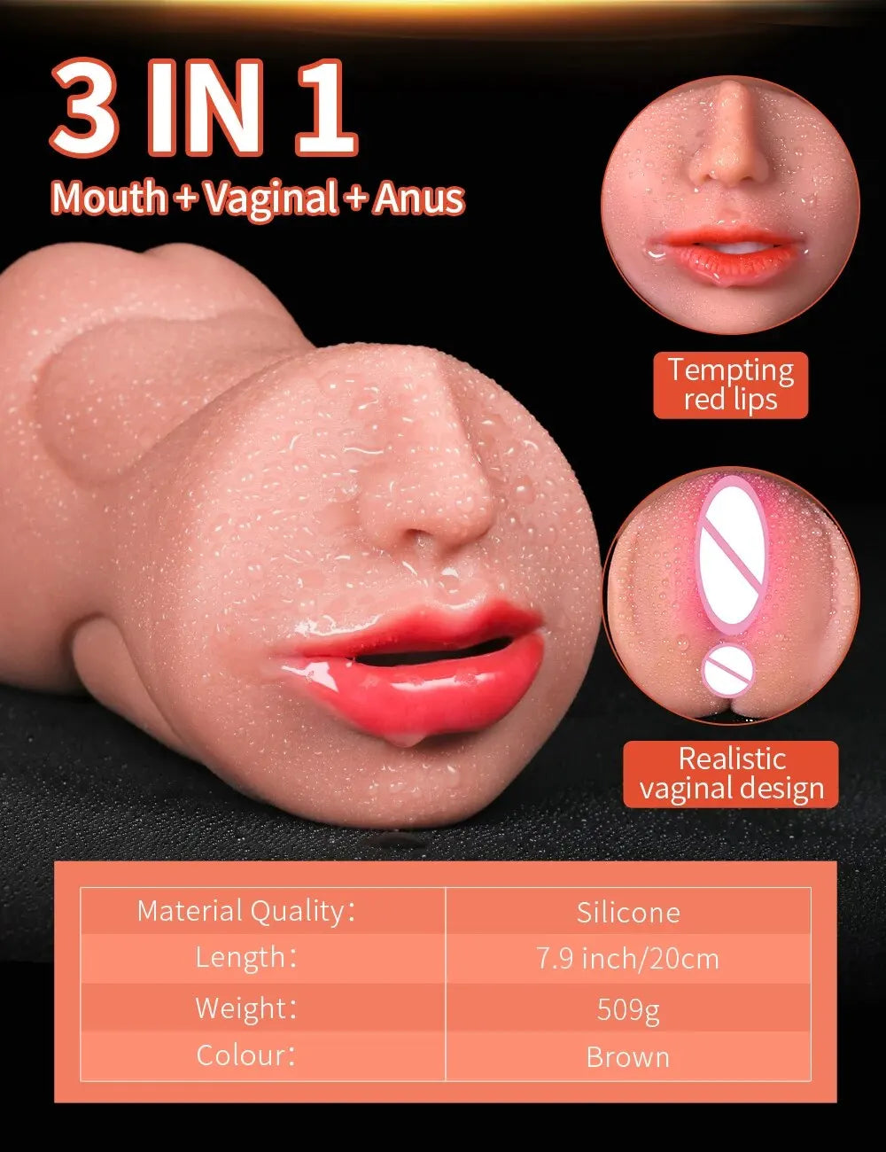 3 IN 1 Artificial Vagina for Men Masturbator Cup Deep Throat Real Oral Male Masturbation Blowjob Anal Clit Silicone Sex Toys 18+