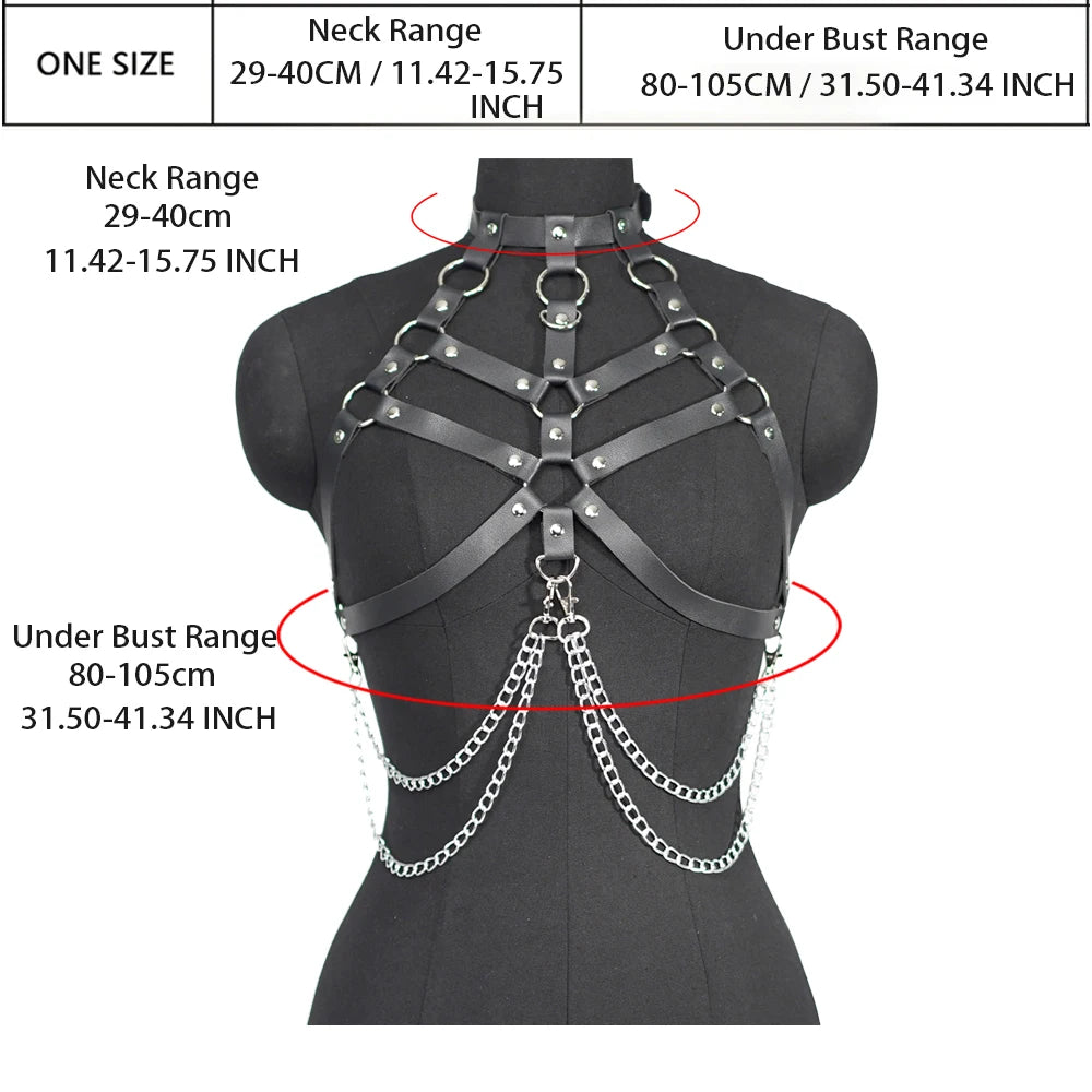 HARNESS DONNA IN ECOPELLE CON CATENE