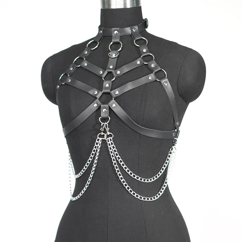HARNESS DONNA IN ECOPELLE CON CATENE