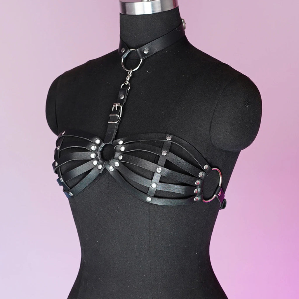 BRALETTE DONNA IN ECOPELLE CON BORCHIE