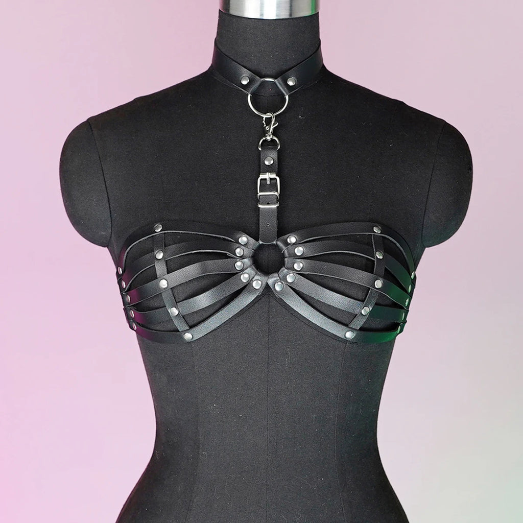 BRALETTE DONNA IN ECOPELLE CON BORCHIE